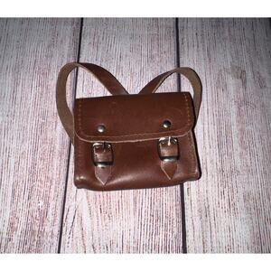 Vintage Real Leather Brown Backpack Satchel 7 x 8 cm Labubu American Girl Doll